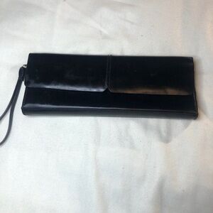 Alfani Patent Leather 💐Black Handbag. Wristlet band suede inside cover
